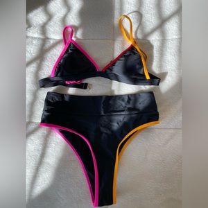 Black two piece bathing suit